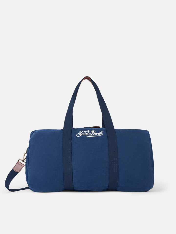 Blue linen travel duffle bag Jetleg - MC2 Saint Barth