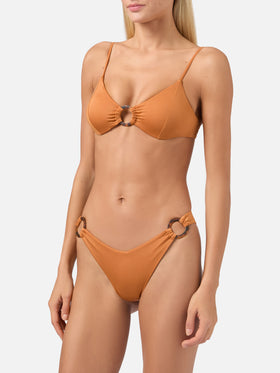Bralette bikini Juca Evelyn with loop in shiny ochre yellow