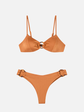Bralette bikini Juca Evelyn with loop in shiny ochre yellow