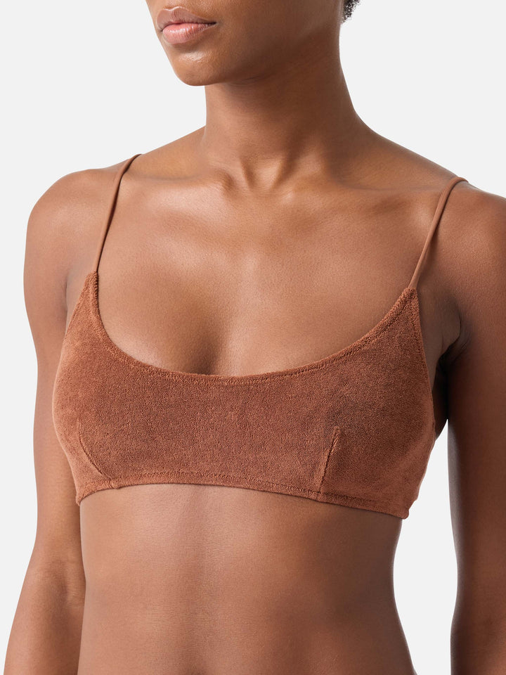 Brown Judy terry bralette bikini top