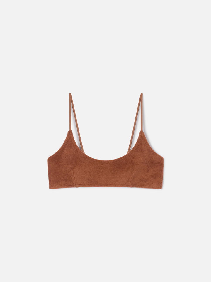 Brown Judy terry bralette bikini top