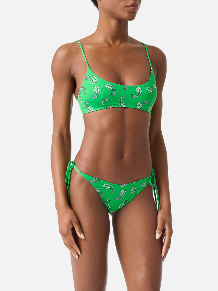 Judy Marielle green paisley bralette bikini