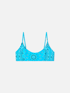 Hellblaues Bandanna-Bikinioberteil Judy Bralette 