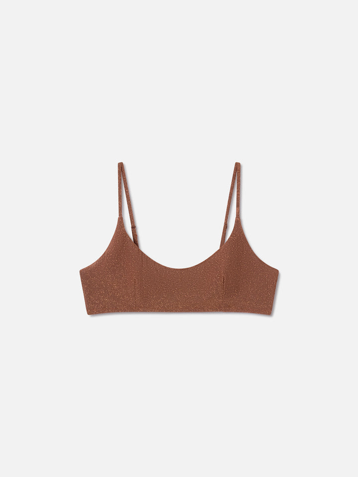 Braunes Judy Lurex-Bikinioberteil im Bralette-Stil 