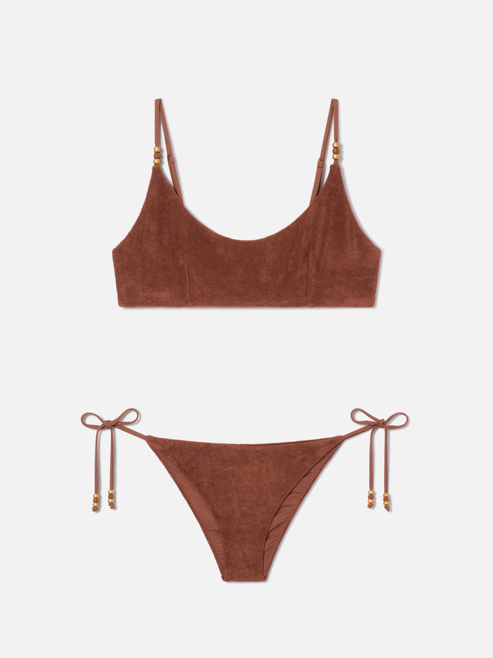 Judy Virgo brown terry bralette bikini