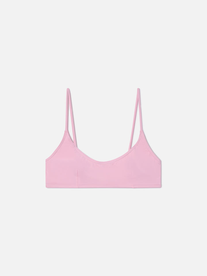 Top de bikini bralette Judy en rosa pastel liso 
