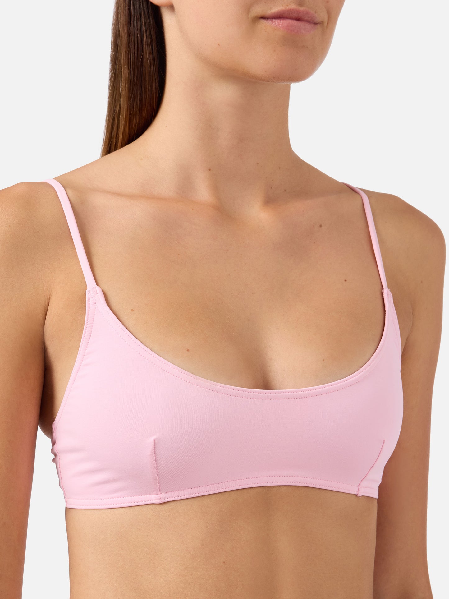Judy bralette bikini top in solid pastel pink