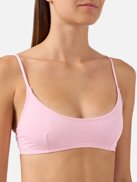 Judy bralette bikini top in solid pastel pink