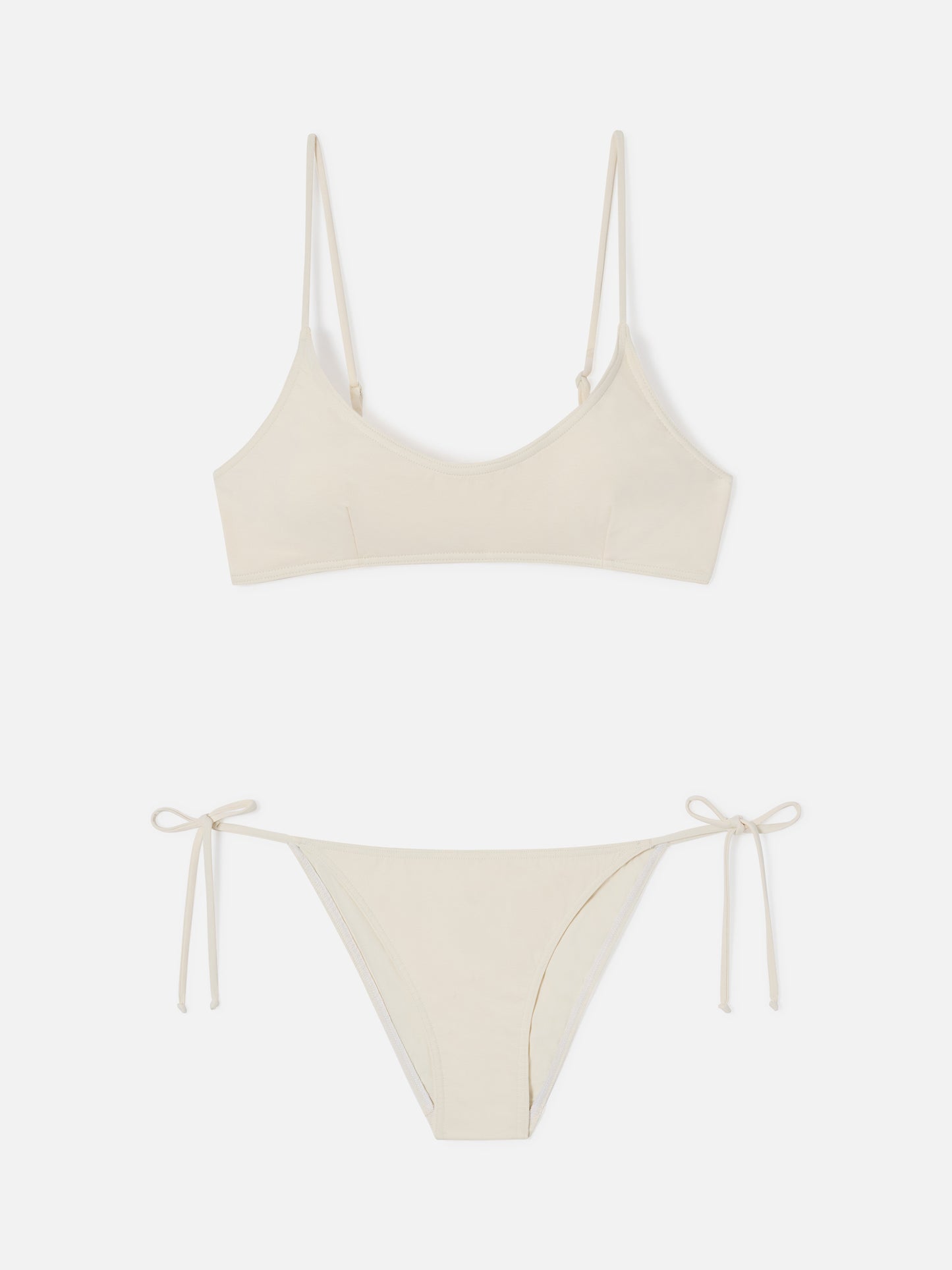 Judy Virgo cream bralette bikini with ties