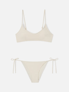 Judy Virgo cream bralette bikini with ties