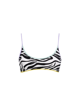 Damen Zebra-Bralette-Strandoberteil Judy mit Paspelierung