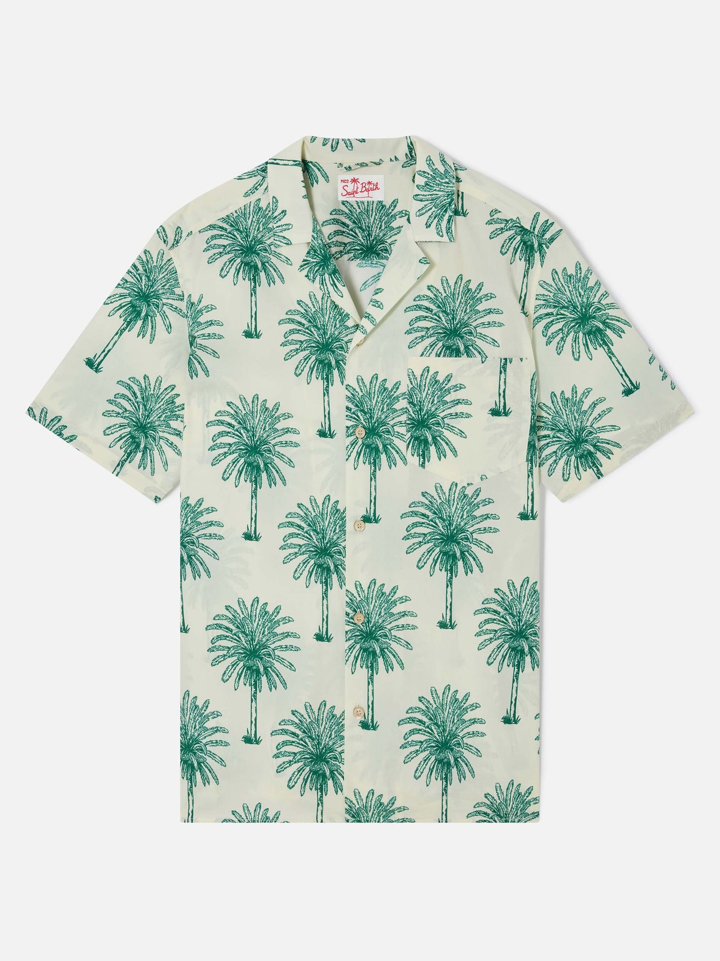Camisa de algodón de manga corta Kalea con estampado de palmeras 