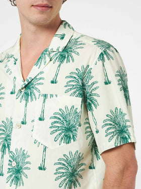 Man cotton shirt Kalea with palm print - MC2 Saint Barth