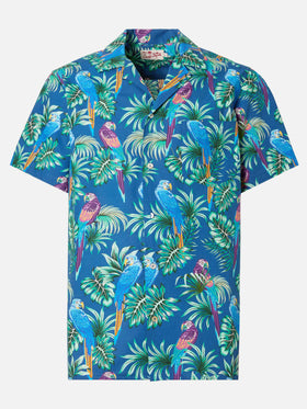 Kalea cotton shirt with tropical print