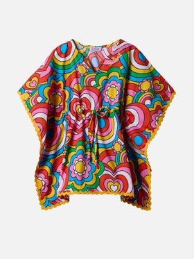 Kate poncho with crazy shapes print
