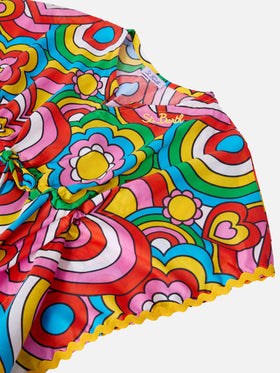 Kate poncho with crazy shapes print