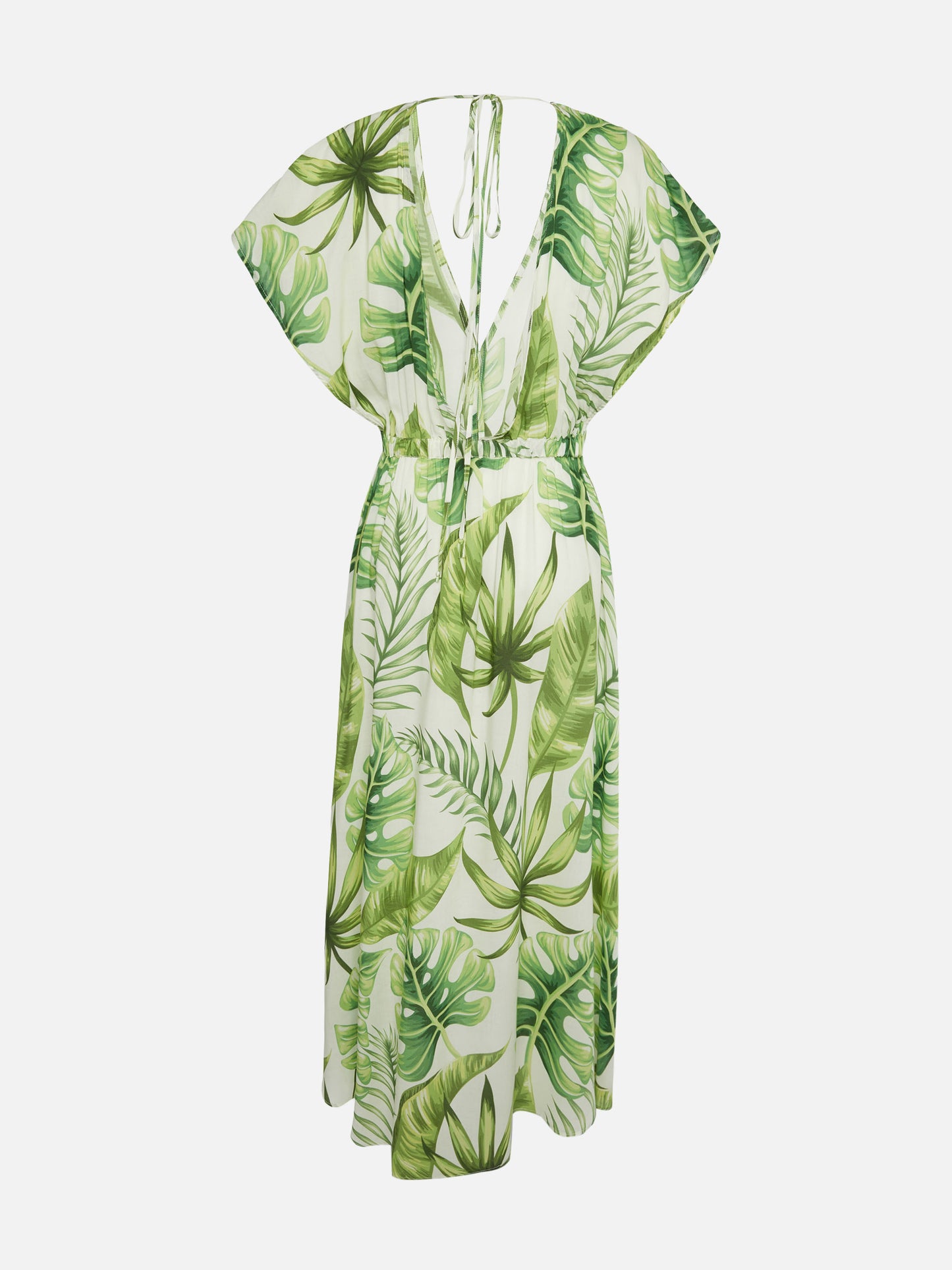 Tropical Leaves Print Long Dress