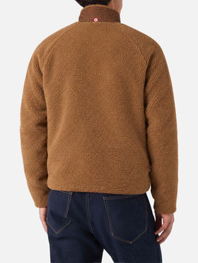 Giacca Keystone cammello in sherpa con motivo principe di Galles
