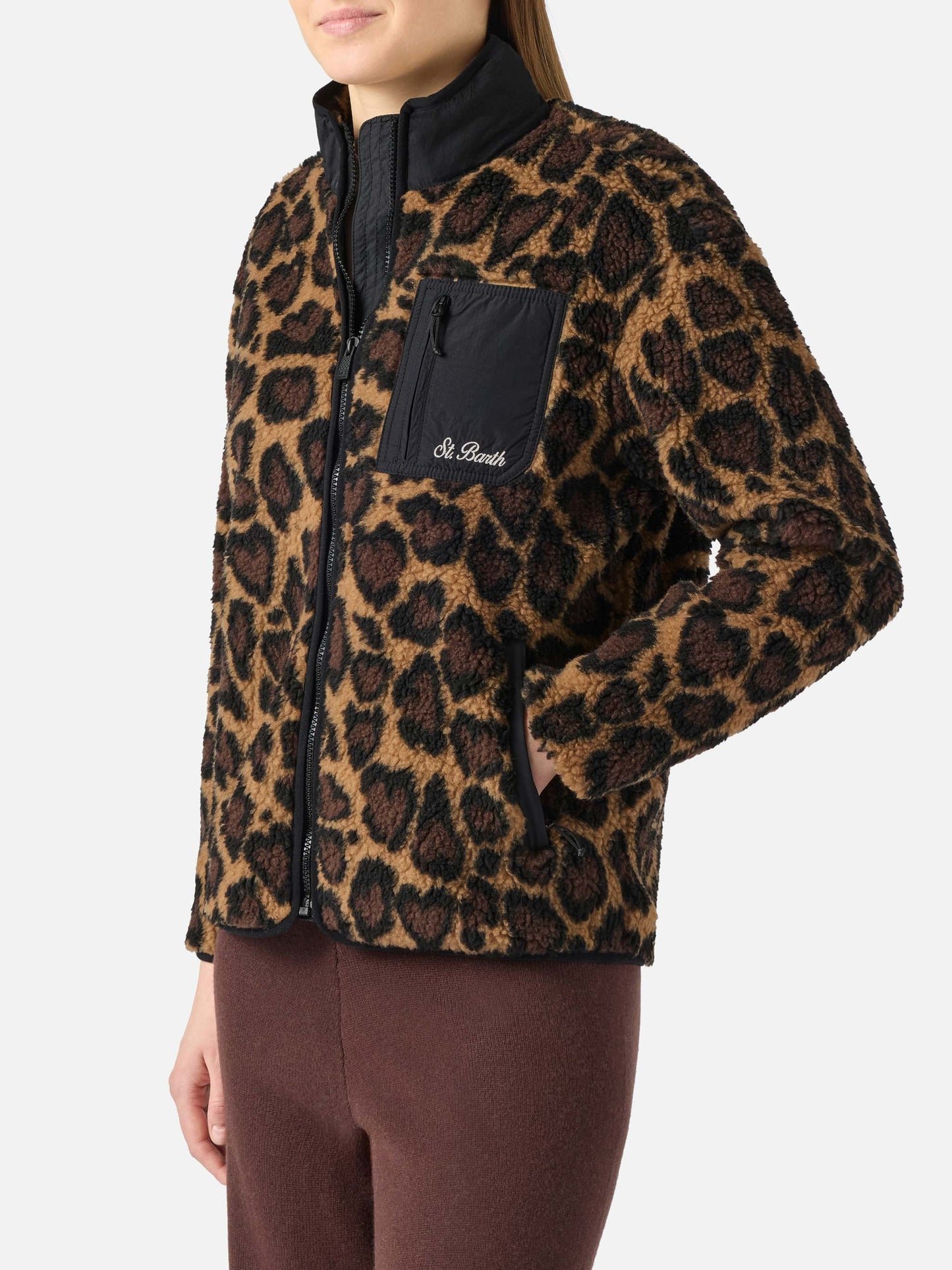 Teddyfleecejacke Keystone mit Leopardenprint