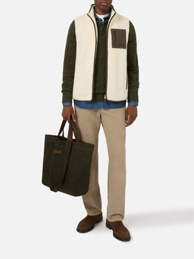 Chaleco teddy Keystone Off white con cierre de cremallera 