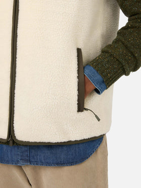 Chaleco teddy Keystone Off white con cierre de cremallera 