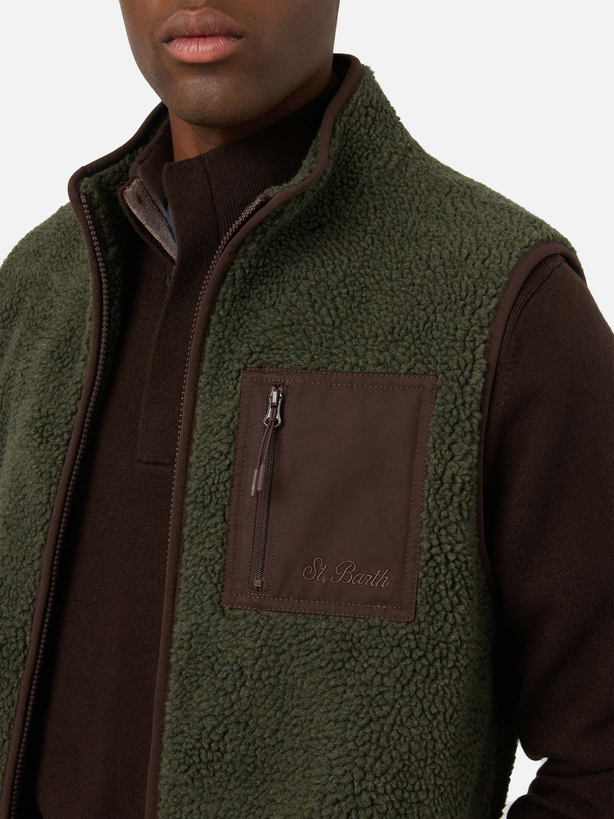 Teddy-Weste Keystone in Military Green mit Reißverschluss 