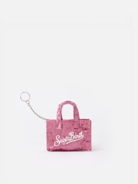 Pink chenille fabric Key Holder with logo embroidery - MC2 Saint Barth