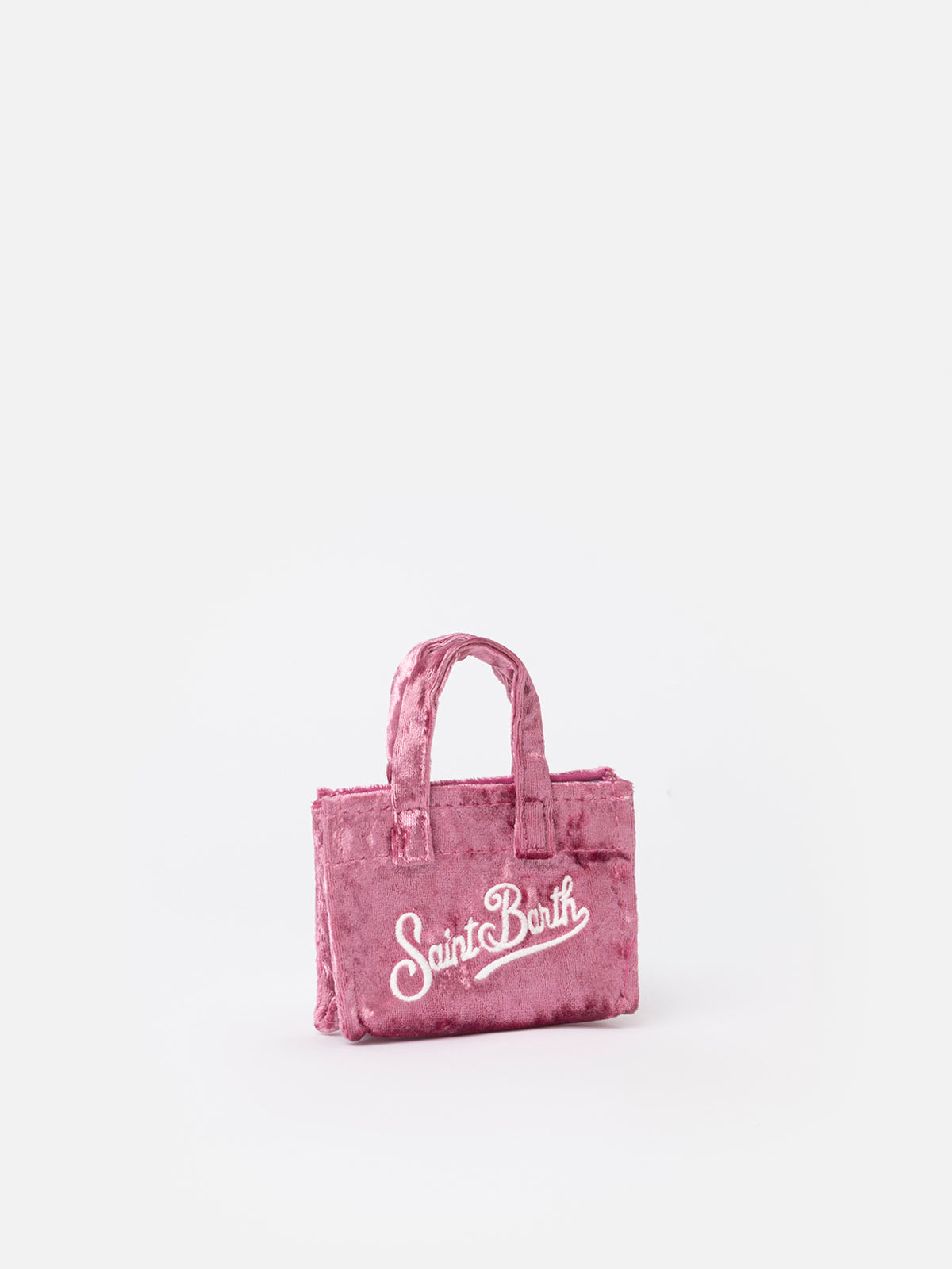 Pink chenille fabric Key Holder with logo embroidery - MC2 Saint Barth
