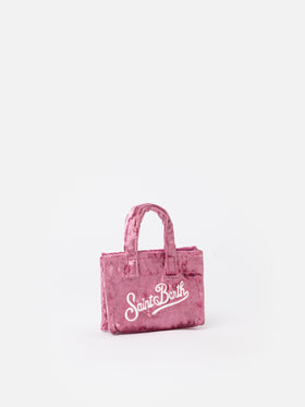 Pink chenille fabric Key Holder with logo embroidery - MC2 Saint Barth
