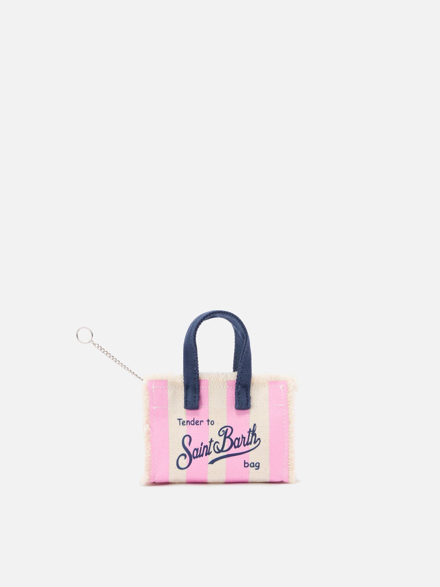 Mini-Taschenanhänger aus gestreiftem Stoff mit aufgesticktem Logo 