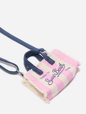 Mini-Taschenanhänger aus gestreiftem Stoff mit aufgesticktem Logo 