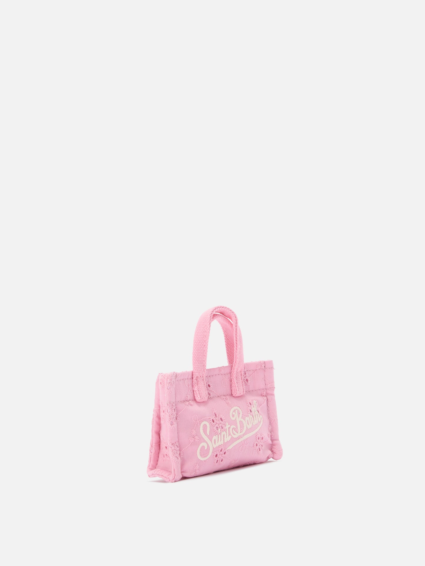 Sangallo cotton mini bag–shaped keychain with printed logo