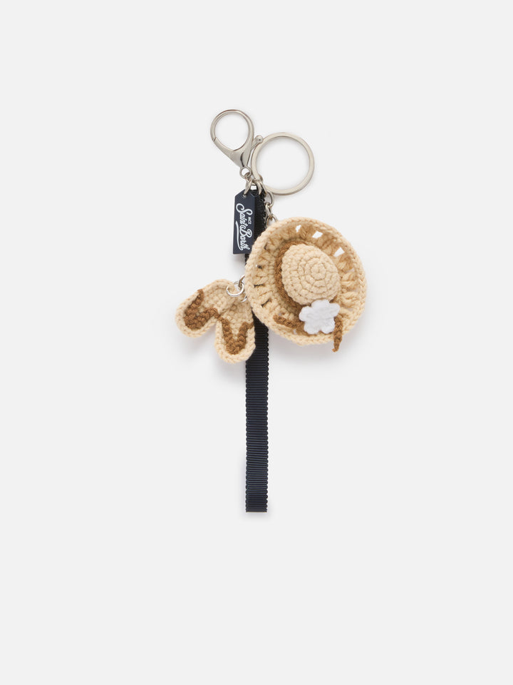 Keyring  with flip flops crochet charm