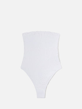 Khyra bandeau one-piece swimsuit in white sangallo textile