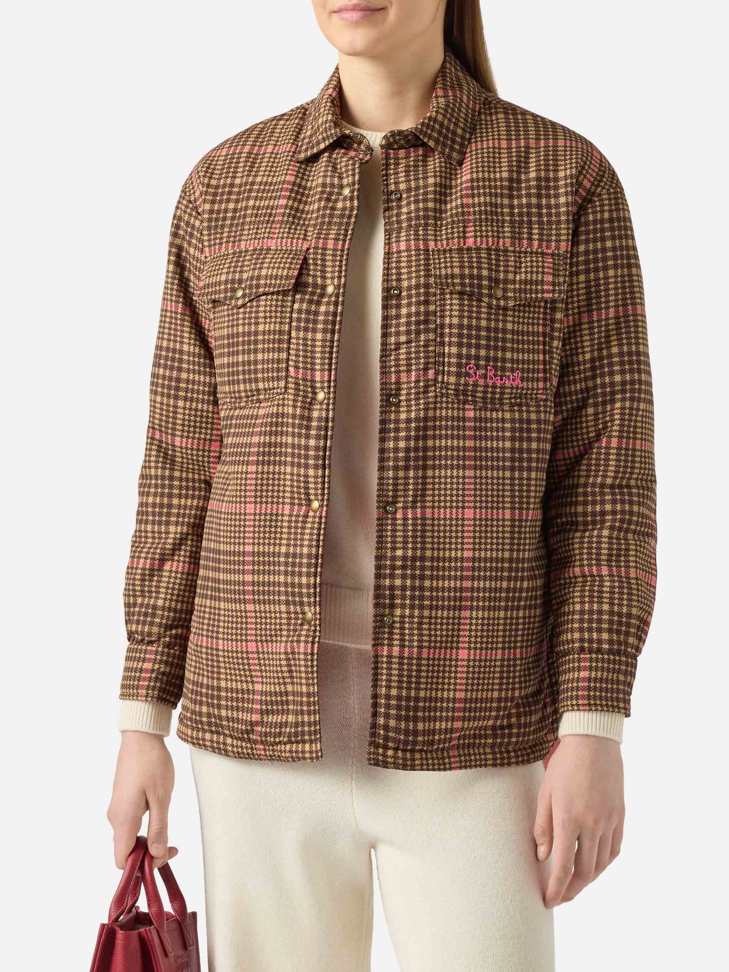 Giacca imbottita leggera trapuntata Kimmy con stampa pied de poule