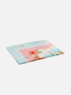 Foulard Kitana en pure soie avec imprimé carte de St. Barth 