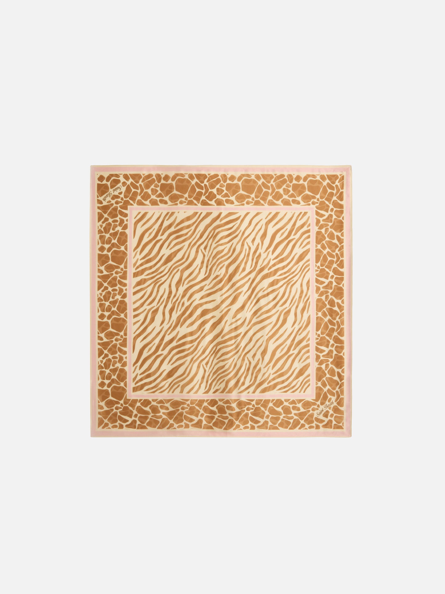 Foulard Kitana en pure soie avec imprimé animalier beige 