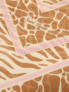 Foulard Kitana en pure soie avec imprimé animalier beige 