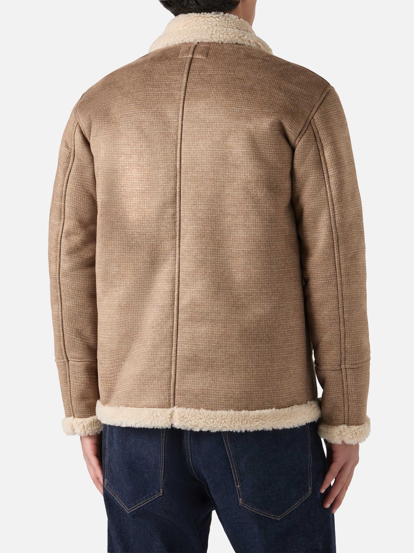 Kells pied de poule jacket with faux shearling collar