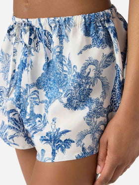 Shorts Kammy in seta con stampa toile de jouy