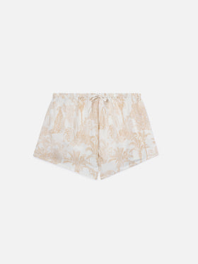Shorts Kammy in seta con stampa toile de jouy