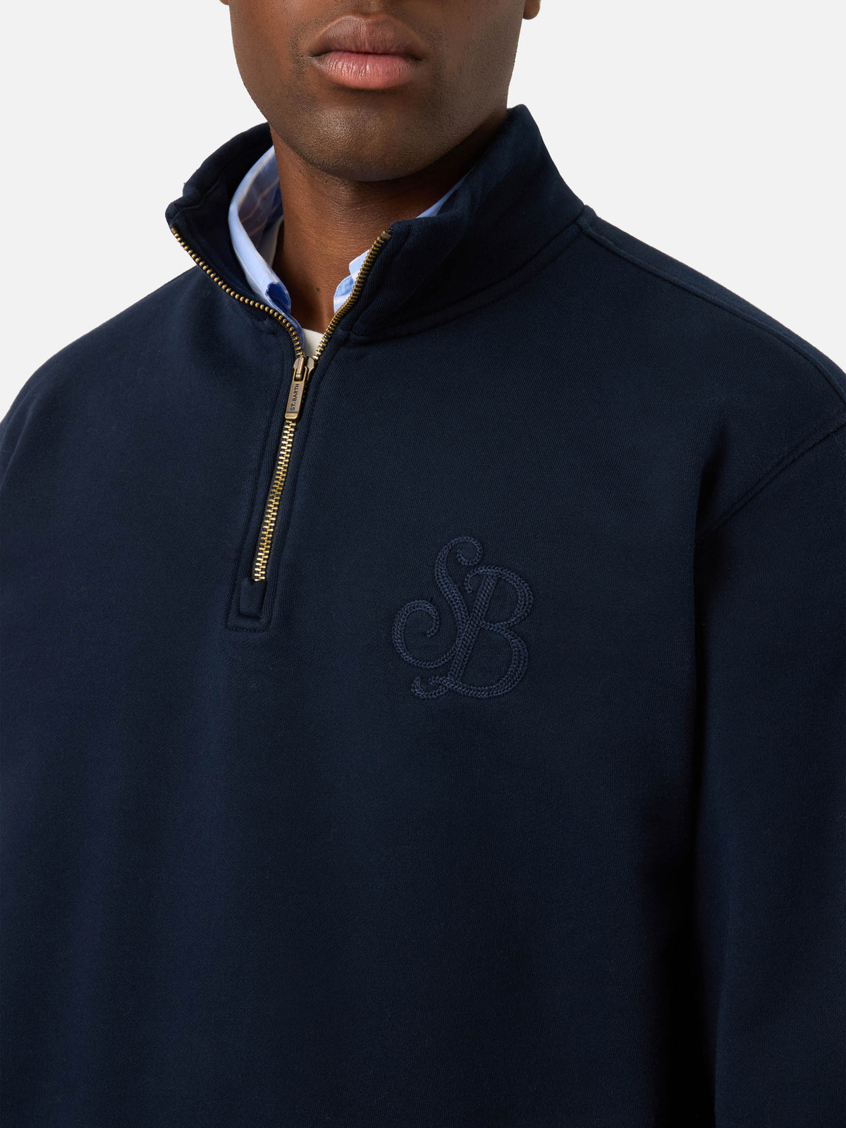 Sudadera de algodón Kenneth Navy blue con monograma SB Legacy 