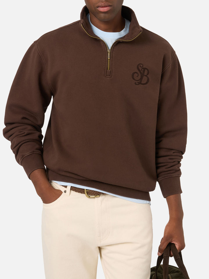 Braunes Baumwoll-Sweatshirt Kenneth mit SB Legacy-Monogramm 