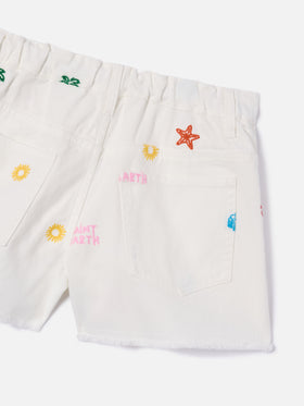 Kiko Jr Cotton shorts with multicolor embroidery
