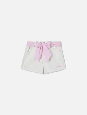 Kiko Jr cotton denim shorts with seersucker details