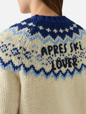 Kyla wool sweater with fair-isle jacquard and Apres Ski Lover embroidery