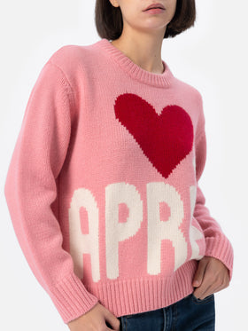 Woman pink fair isle sweater Kyla with Apres Ski jacquard - MC2 Saint Barth