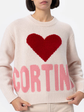 Woman white fair isle sweater Kyla with Cortina jacquard - MC2 Saint Barth