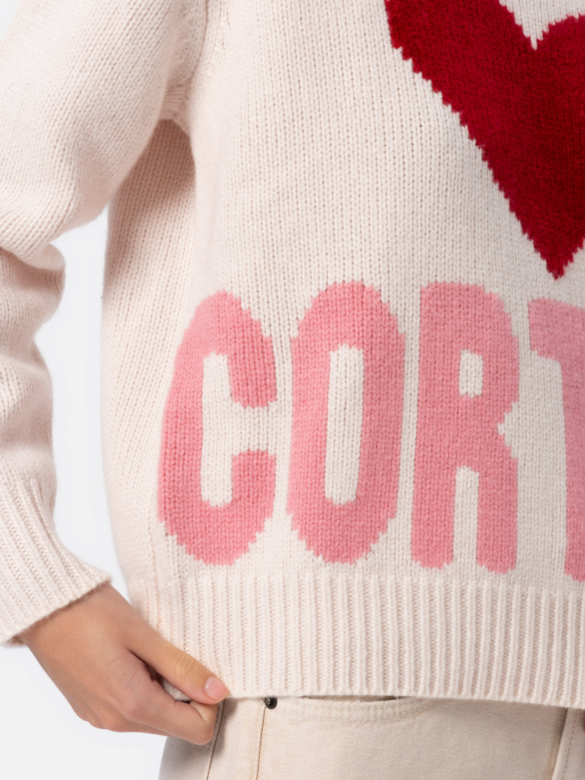 Woman white fair isle sweater Kyla with Cortina jacquard - MC2 Saint Barth