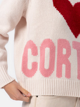 Woman white fair isle sweater Kyla with Cortina jacquard - MC2 Saint Barth